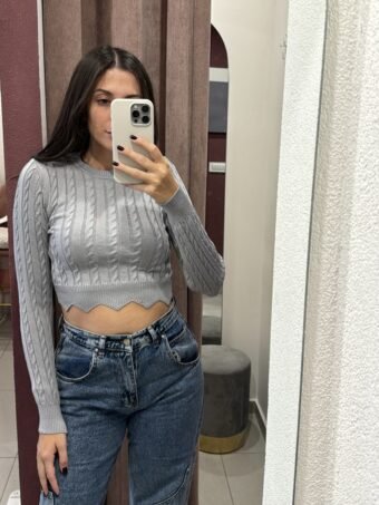 ΕΛΑΣΤΙΚΟ CROP ΤΟΠ – ΓΚΡΙ Tops